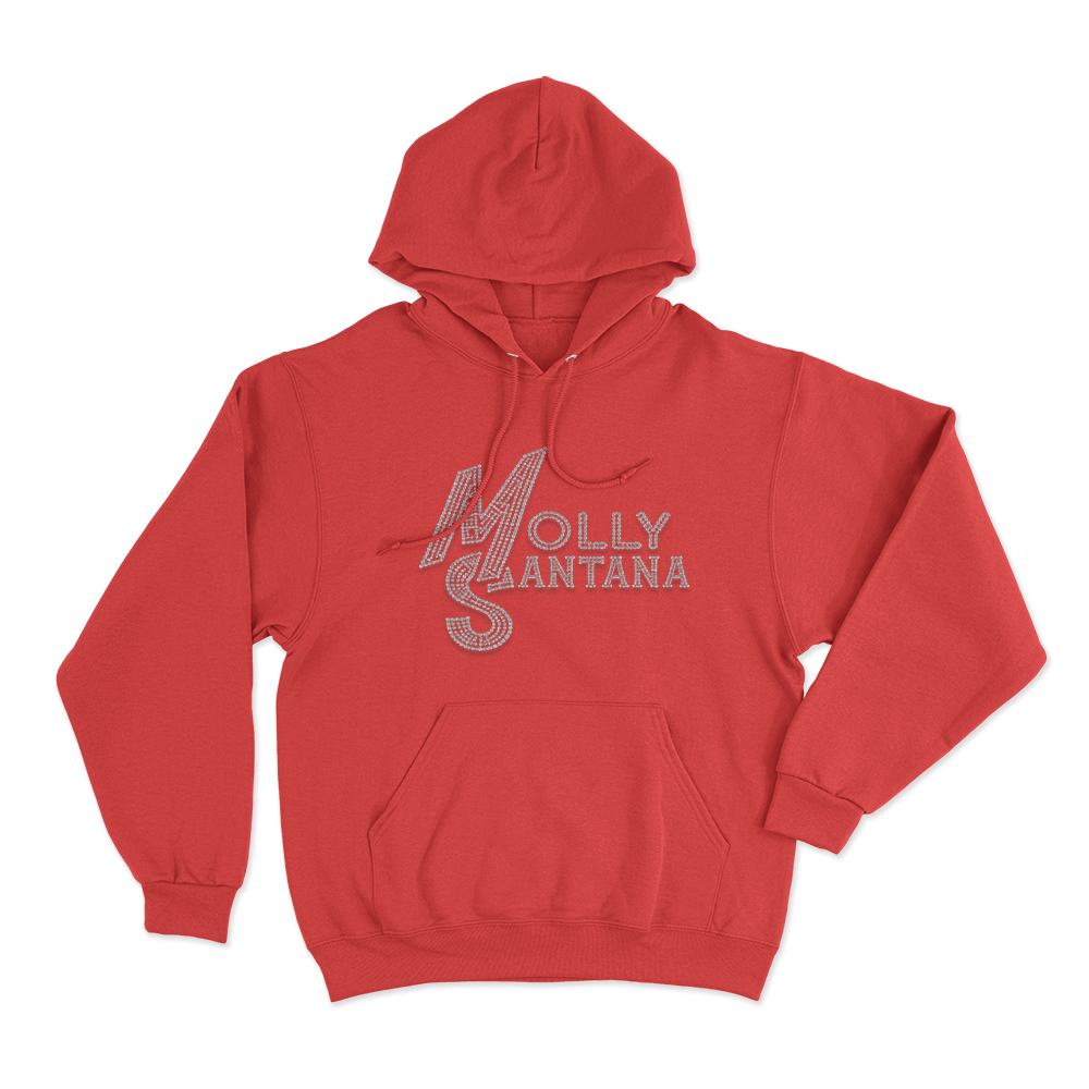 Molly Santana Rhinestone Logo Unisex Hoodie Red Molly Santana Rhinestone Logo Unisex Hoodie Red