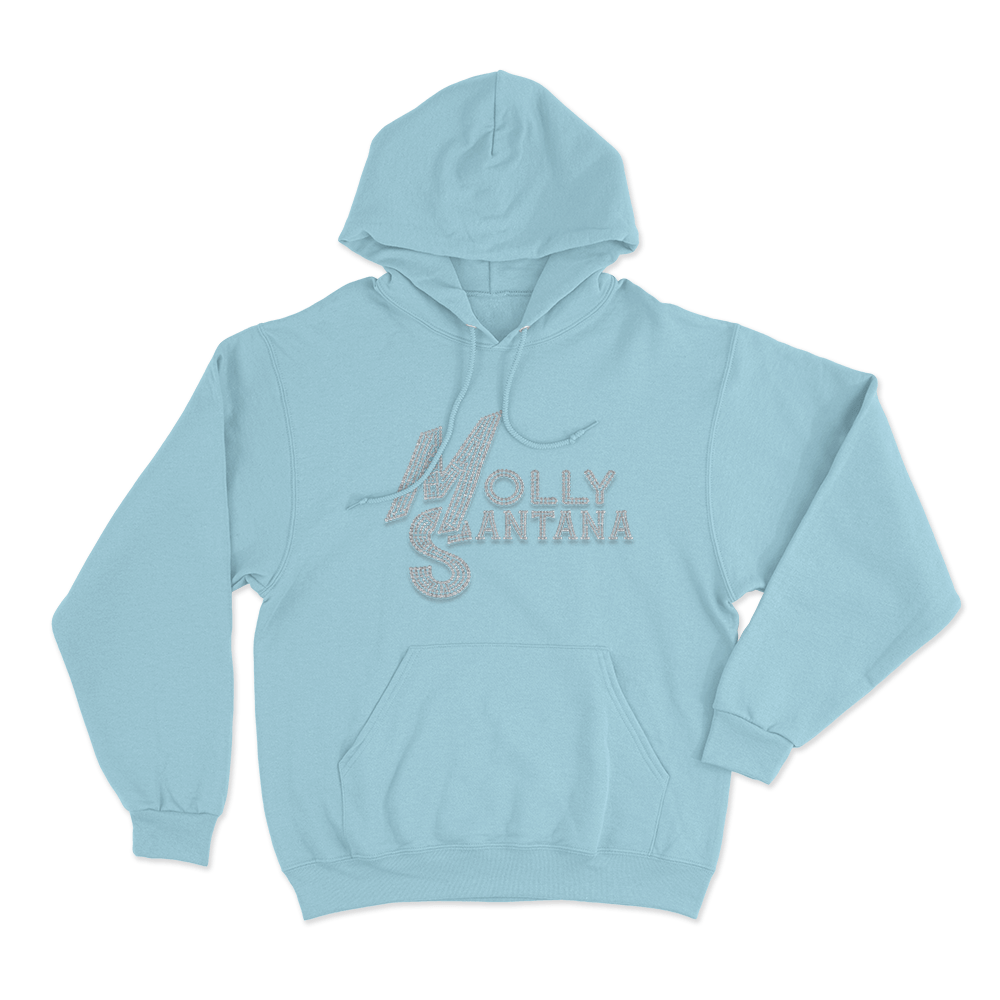 Molly Santana Rhinestone Logo Unisex Hoodie Sky Blue Molly Santana Rhinestone Logo Unisex Hoodie Sky Blue