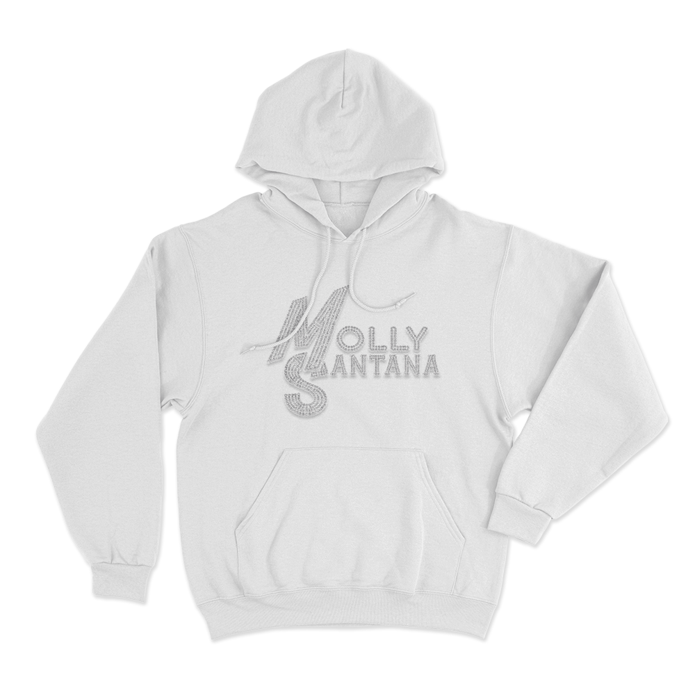 Molly Santana Rhinestone Logo Unisex Hoodie White Molly Santana Rhinestone Logo Unisex Hoodie White